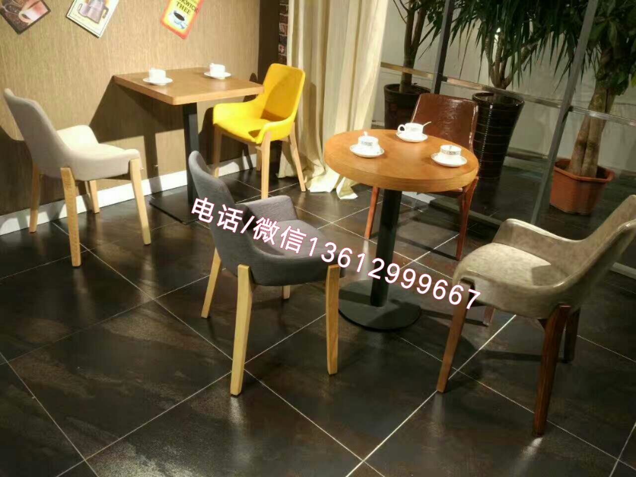 福田咖啡厅桌椅制作，南山实木咖啡厅桌椅图片